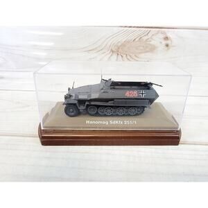 Atlas Hanomag SdKfz 251/1 Military Vechicle 1:43 on DIY Wood Stand